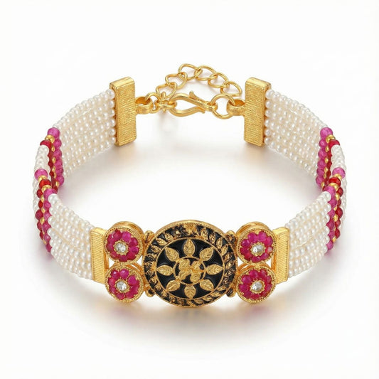 Heritage Pearl Floral 92.5 Silver Bracelet